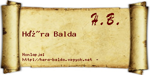 Héra Balda névjegykártya